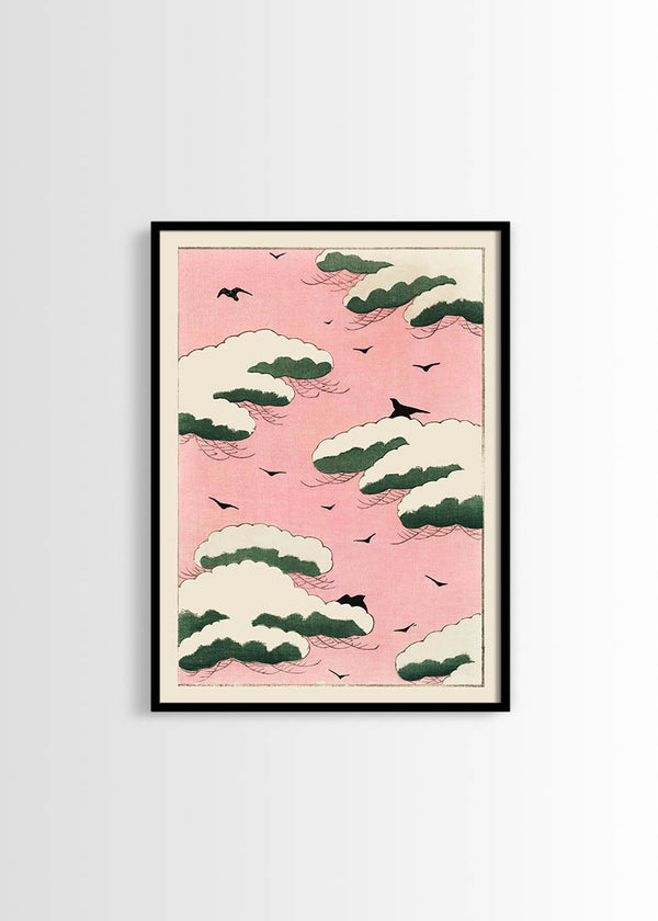 Pink sky by Watanabe Seitei - Japandi style poster – Poster Wall